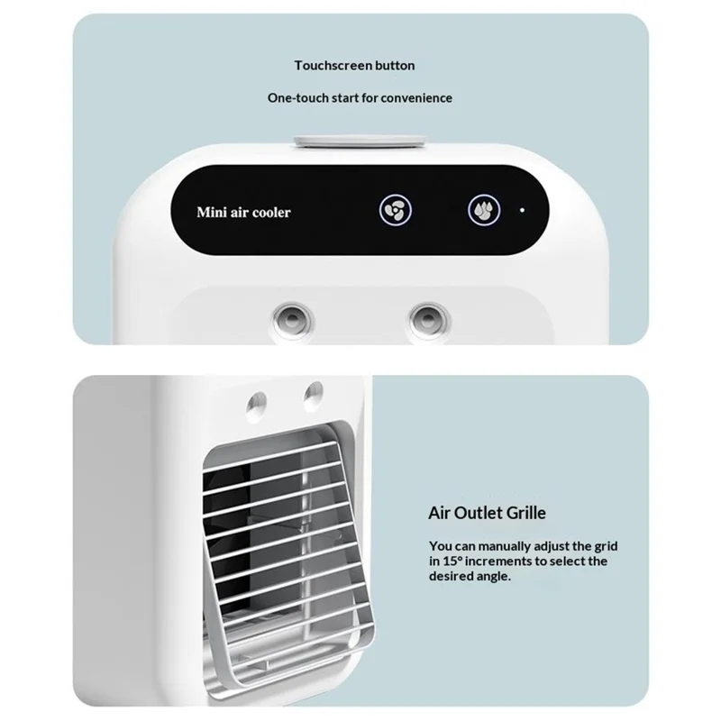L7 Mini Air Cooler 500ml Humidifier Cooling Fan 9-Blade Spiral Design for Home Office