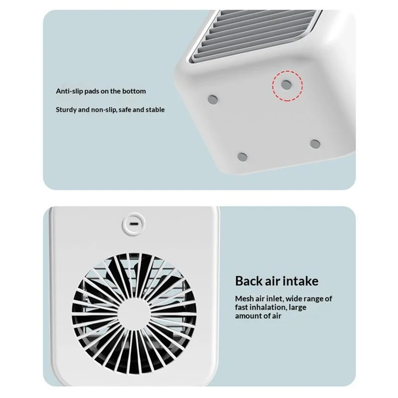 L7 Mini Air Cooler 500ml Humidifier Cooling Fan 9-Blade Spiral Design for Home Office