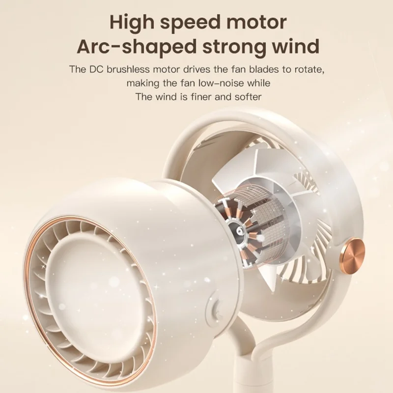 Y-3 Floor Standing Fan USB Rechargeable 3 Speed Bladeless Turbo Air Circulation Fan for Bedroom Office - Beige