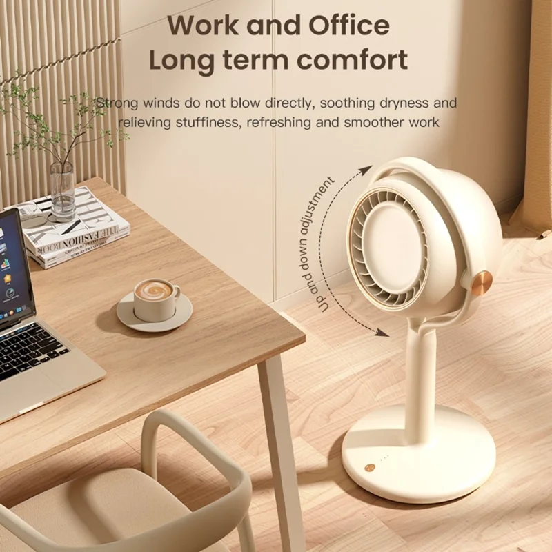 Y-3 Floor Standing Fan USB Rechargeable 3 Speed Bladeless Turbo Air Circulation Fan for Bedroom Office - Beige