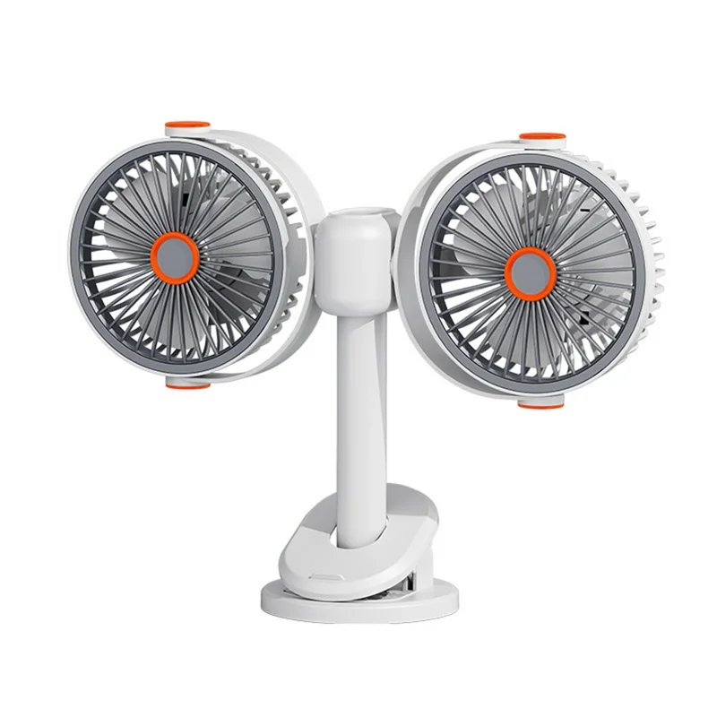 S19 Portable Dual Head Clip Fan 5V 5W Wall Mount Desktop Fan for Office Car Camping