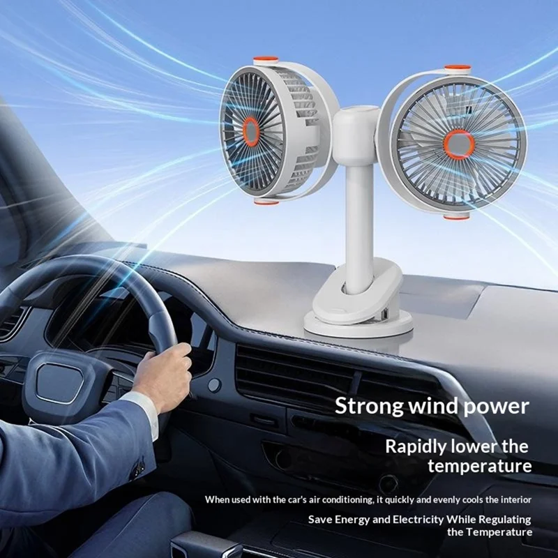 S19 Portable Dual Head Clip Fan 5V 5W Wall Mount Desktop Fan for Office Car Camping