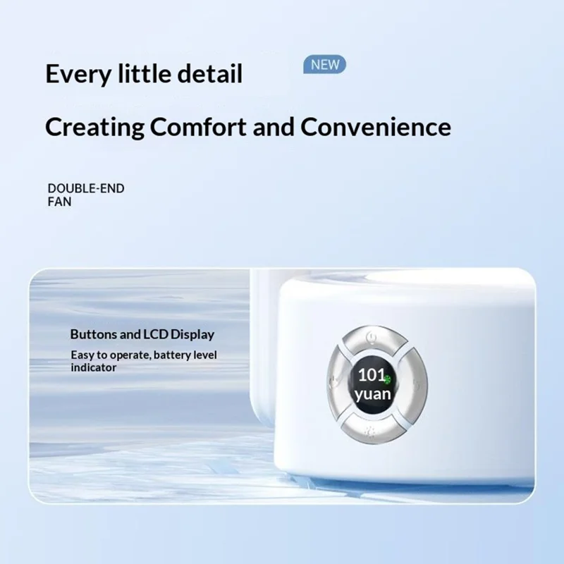 Y-9 Dual Head Folding Fan Rechargeable Twin Turbine Vertical Horizontal Hanging Circulating Fan - White