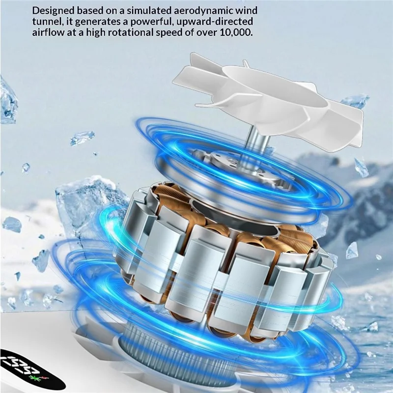 F-070 Ventoinha Portátil de Cintura com Arrefecimento Semicondutor e 5 Velocidades, Mini Ventilador para Trabalho ao Ar Livre - Branco