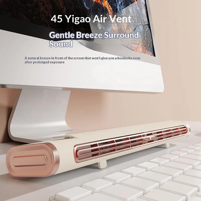 F3 Ventoinha de Secretária sem Pás, Saída de Ar Ajustável, Ventilador de Mesa e Parede para Escritório, Cozinha, Quarto - Bege