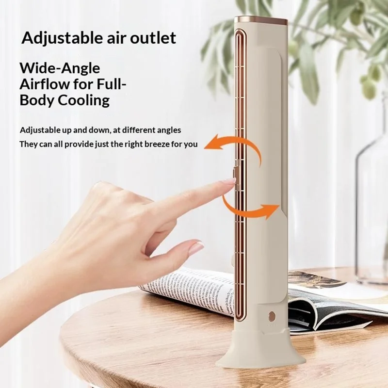 F3 Ventoinha de Secretária sem Pás, Saída de Ar Ajustável, Ventilador de Mesa e Parede para Escritório, Cozinha, Quarto - Bege