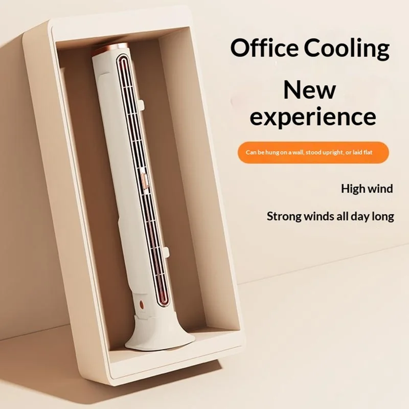 F3 Ventoinha de Secretária sem Pás, Saída de Ar Ajustável, Ventilador de Mesa e Parede para Escritório, Cozinha, Quarto - Bege
