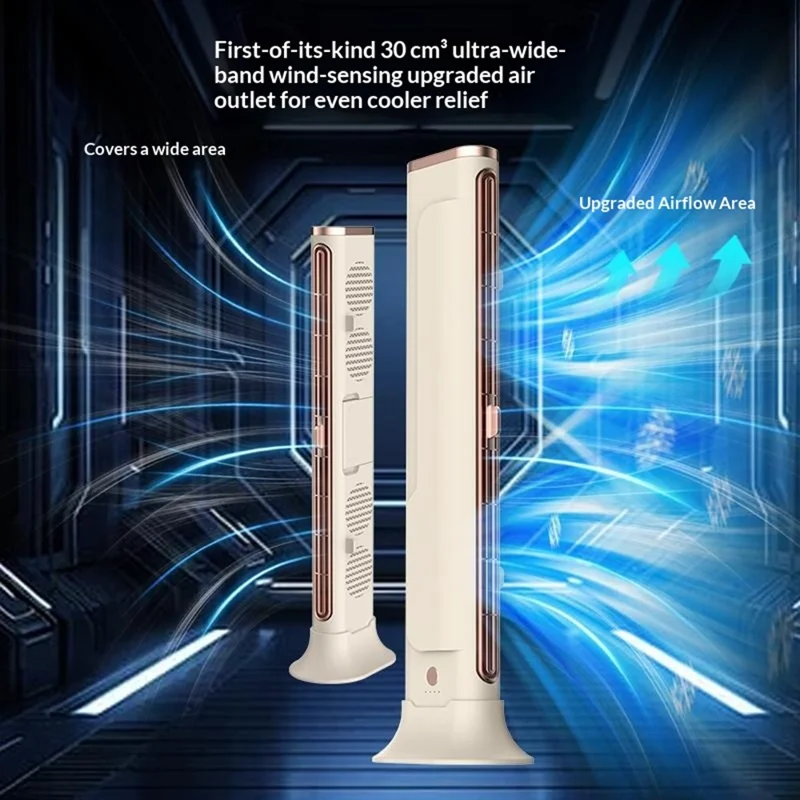F3 Ventoinha de Secretária sem Pás, Saída de Ar Ajustável, Ventilador de Mesa e Parede para Escritório, Cozinha, Quarto - Bege