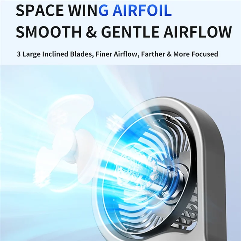 F17 3-Head Desktop Fan 5 Speeds Adjustable 360 Degree Oscillating Circulation Fan with LED Light - Grey