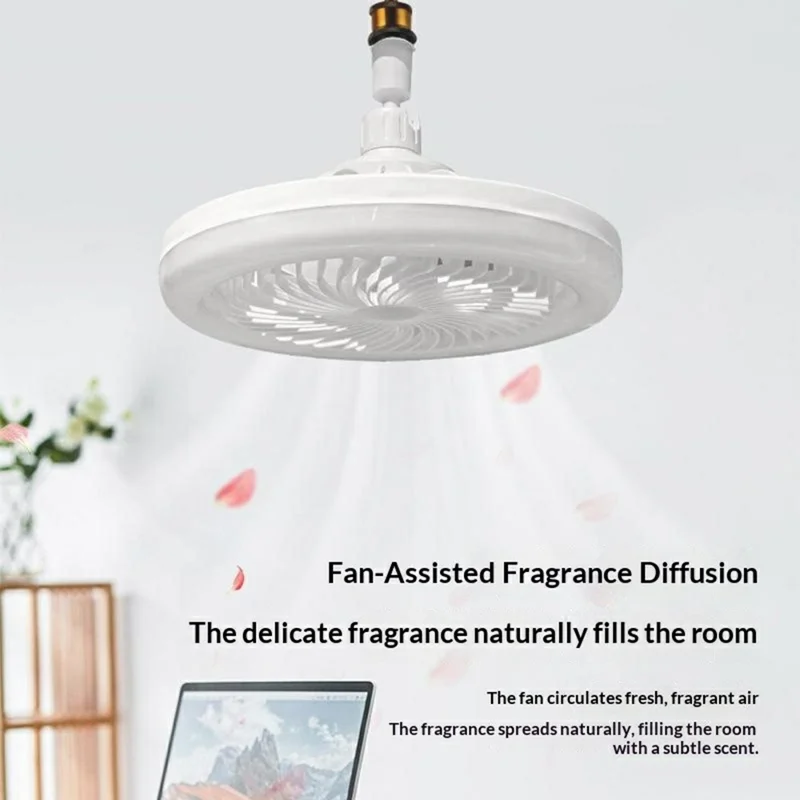 E27 Ceiling Fan Light Remote Control 3 Speeds Adjustable Aromatherapy Lamp for Bedroom Study Room - White