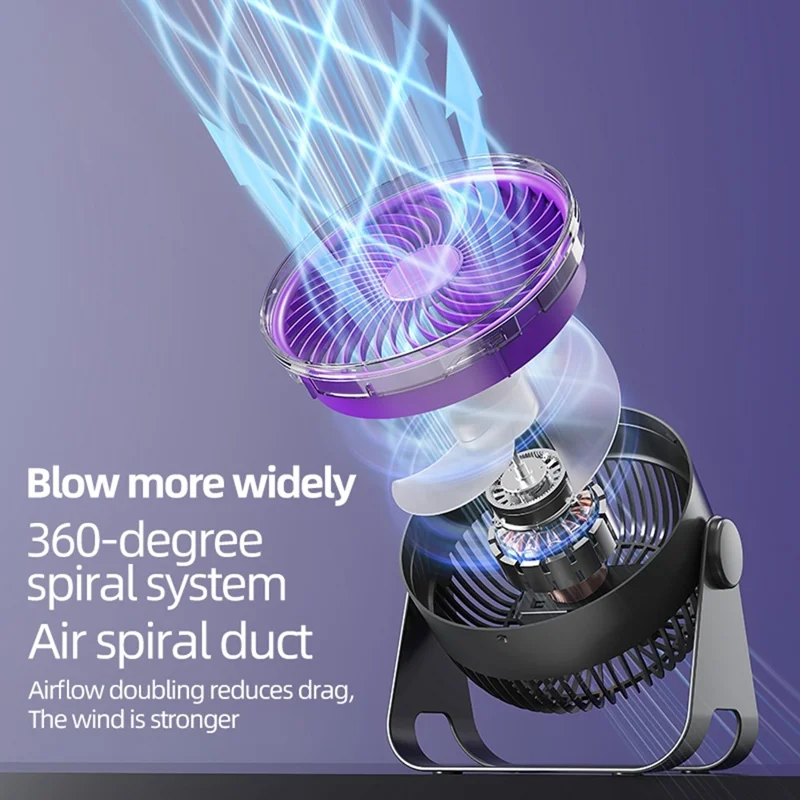 Z2 5-Speed Portable Circulation Desk Fan 1200mAh Type-C Rechargeable Cooling Fan - Grey