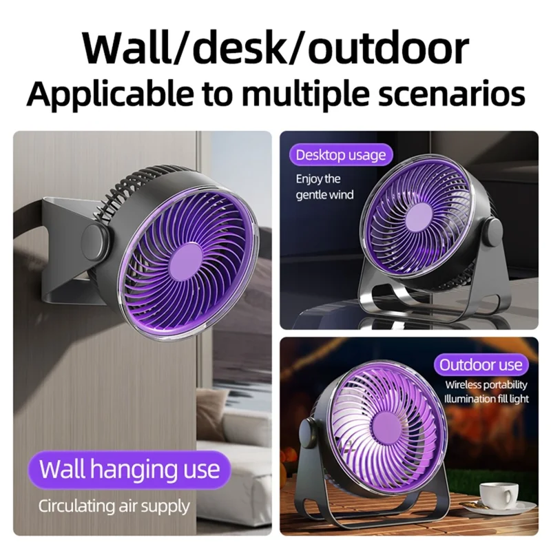 Z2 5-Speed Portable Circulation Desk Fan 1200mAh Type-C Rechargeable Cooling Fan - Grey