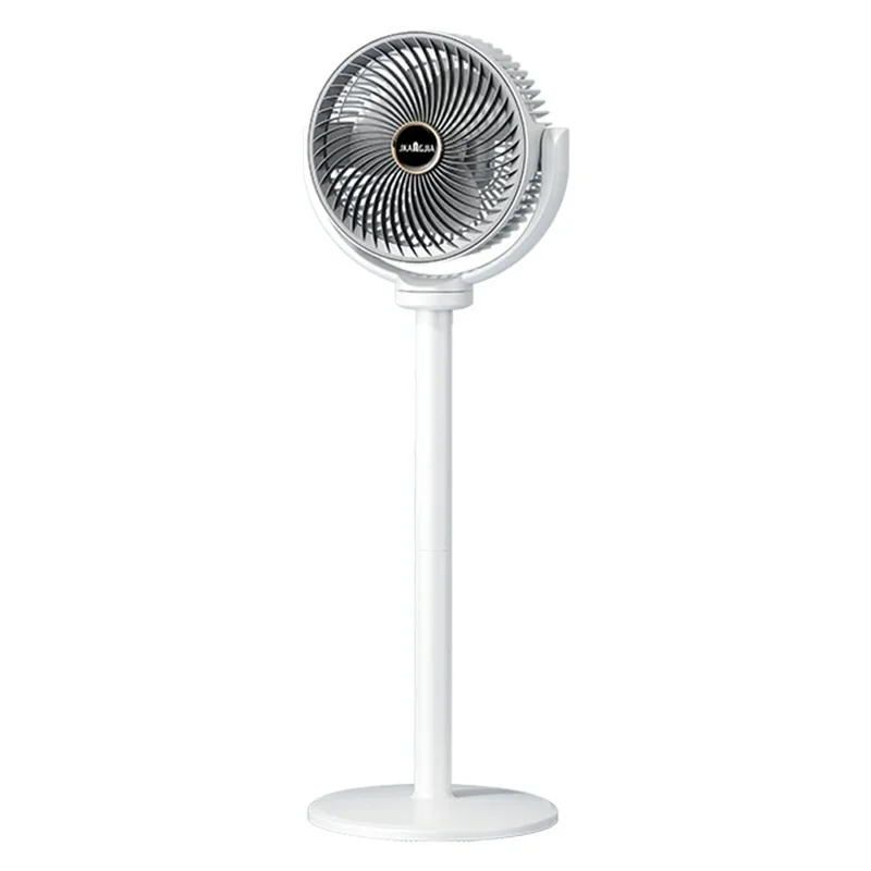 JKJ-108 Air Circulation Desk Fan 2400mAh 5-Speed Adjustable Height Oscillating Floor Fan - White Grey