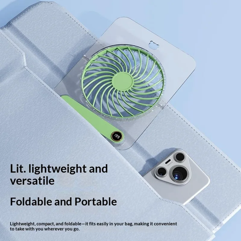 JP-08 199-Vitesse Réglable Très Fin Ventilateur de Bureau Portable Mural USB Rechargeable 1800 mAh - Vert