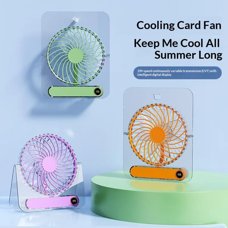 JP-08 199-Vitesse Réglable Très Fin Ventilateur de Bureau Portable Mural USB Rechargeable 1800 mAh - Vert