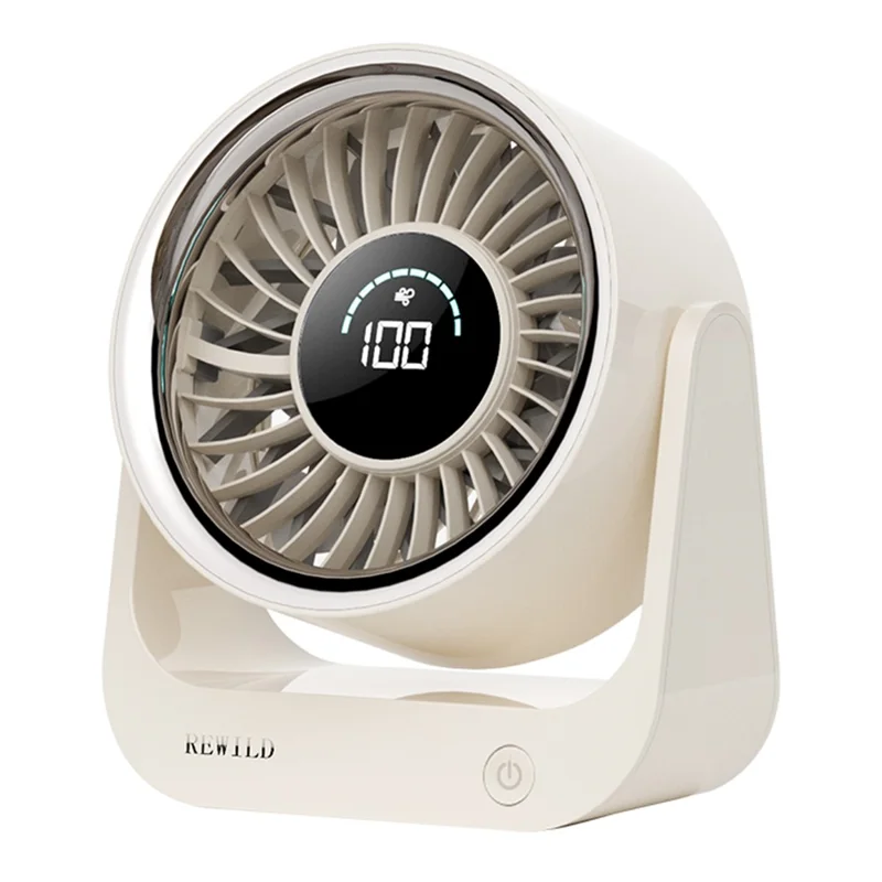 26FS-1 Desktop Circulating Fan 5-Speed 3600mAh Battery Rechargeable Fan with LED Display - Beige