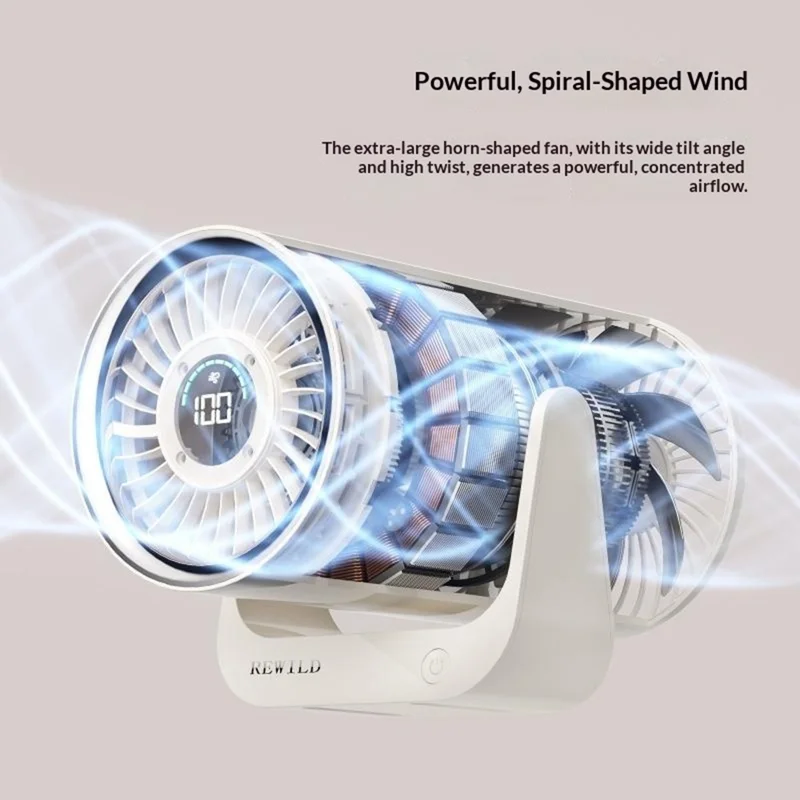 26FS-1 Desktop Circulating Fan 5-Speed 3600mAh Battery Rechargeable Fan with LED Display - Beige