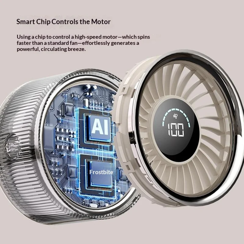 26FS-1 Desktop Circulating Fan 5-Speed 3600mAh Battery Rechargeable Fan with LED Display - Beige