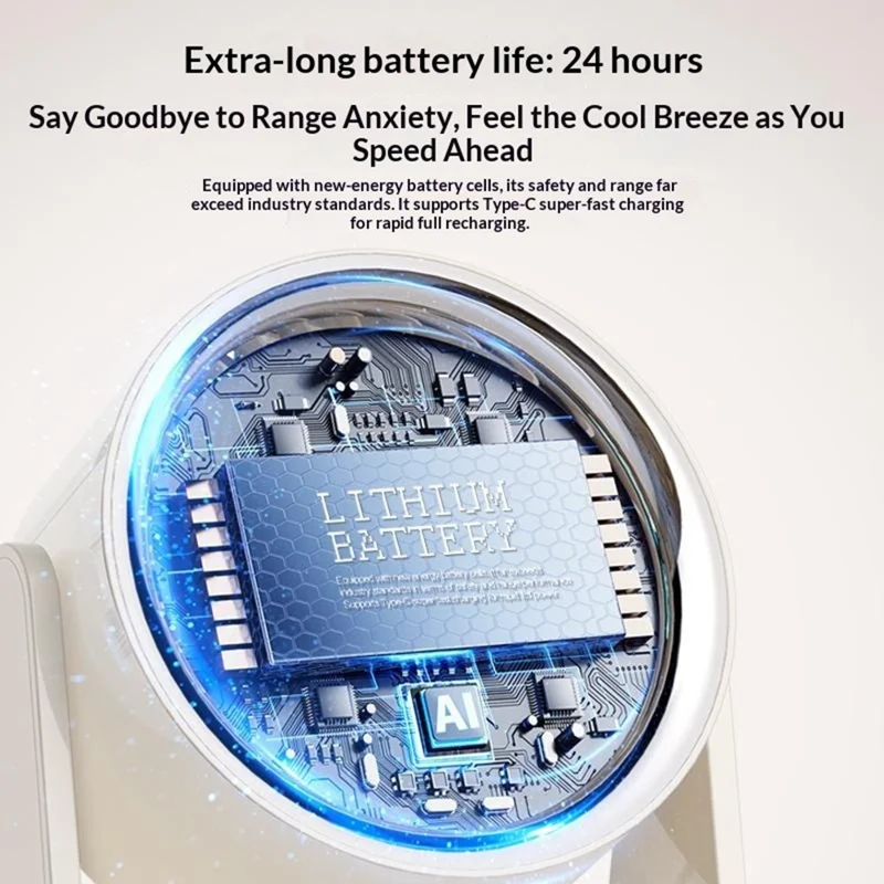 26FS-1 Desktop Circulating Fan 5-Speed 3600mAh Battery Rechargeable Fan with LED Display - Beige
