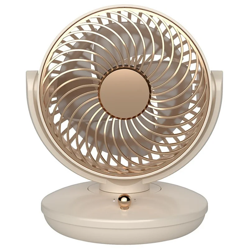 UY5-18 120 Degree Auto Oscillation Desktop Recirculating Fan 1800mAh USB Rechargeable 3-Speed Cooling Fan - Beige