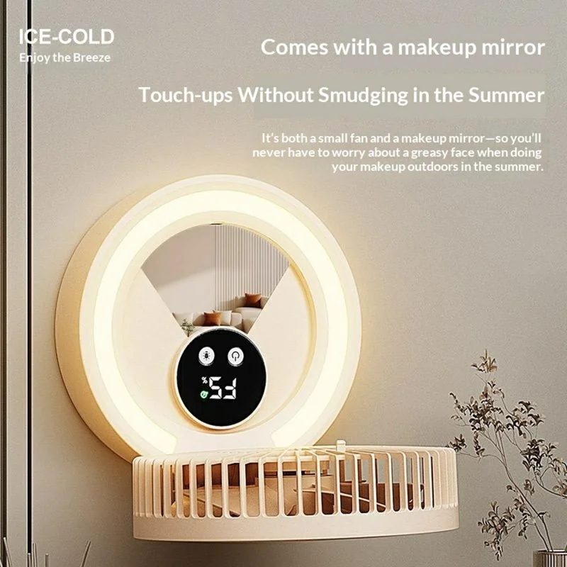 GX-01 Foldable Desk Circulating Fan 5-Speed 2400mAh USB Rechargeable Fan with LED Light Timer - White