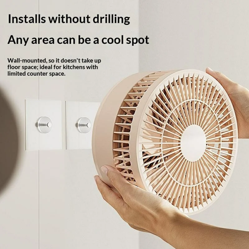 GX-01 Foldable Desk Circulating Fan 5-Speed 2400mAh USB Rechargeable Fan with LED Light Timer - White