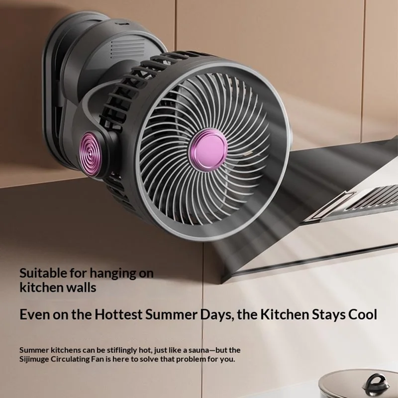 FS-001 USB Rechargeable Clip-On Oscillating Fan 3-Speed Adjustable with LED Light - Grey