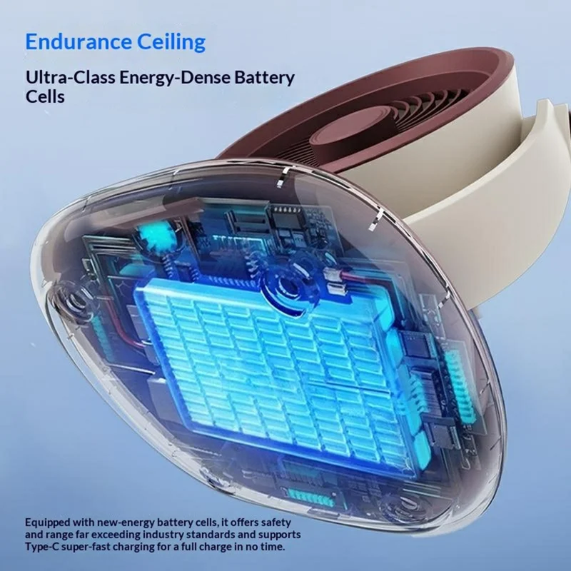 Ventilador de Sobremesa GX-01 con Oscilación Automática de 120°, Batería de 2400 mAh, Recargable por USB, Eficiente y Silencioso - Rojo + Blanco