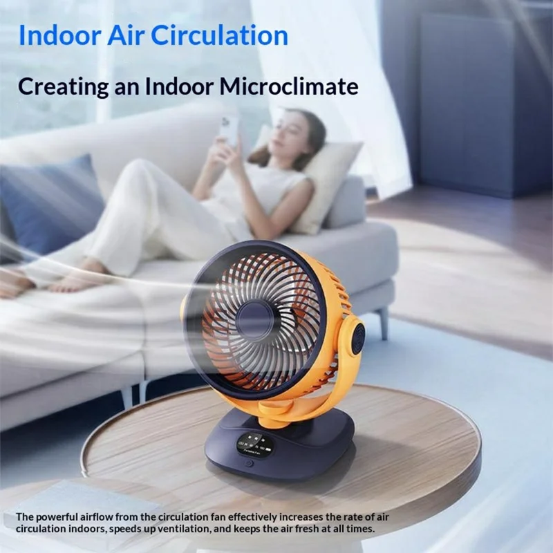 Ventilador de Sobremesa GX-01 con Oscilación Automática de 120°, Batería de 2400 mAh, Recargable por USB, Eficiente y Silencioso - Rojo + Blanco