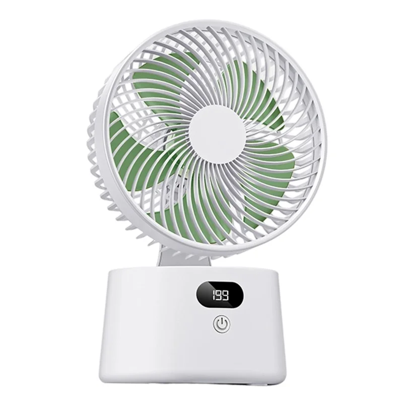Ventilador de Escritorio Recargable FA10 con 199 Velocidades Ajustables Sin Escalones y Pantalla Digital para Hogar y Oficina - Blanco