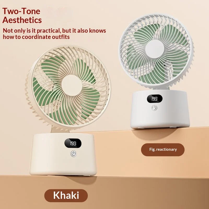 Ventilador de Escritorio Recargable FA10 con 199 Velocidades Ajustables Sin Escalones y Pantalla Digital para Hogar y Oficina - Blanco