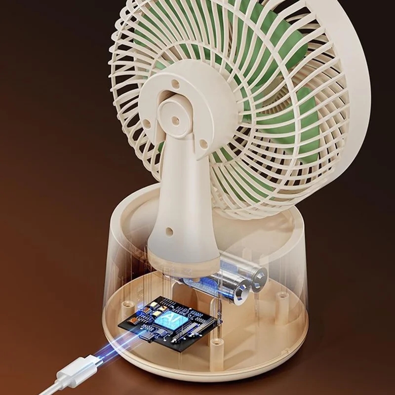 Ventilador de Escritorio Recargable FA10 con 199 Velocidades Ajustables Sin Escalones y Pantalla Digital para Hogar y Oficina - Blanco