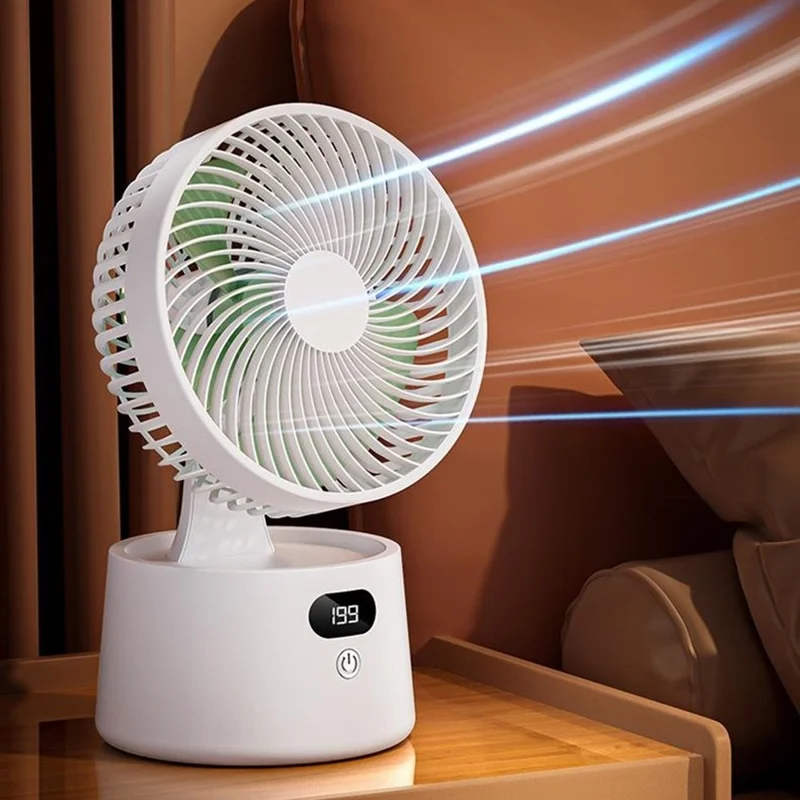 Ventilador de Escritorio Recargable FA10 con 199 Velocidades Ajustables Sin Escalones y Pantalla Digital para Hogar y Oficina - Blanco