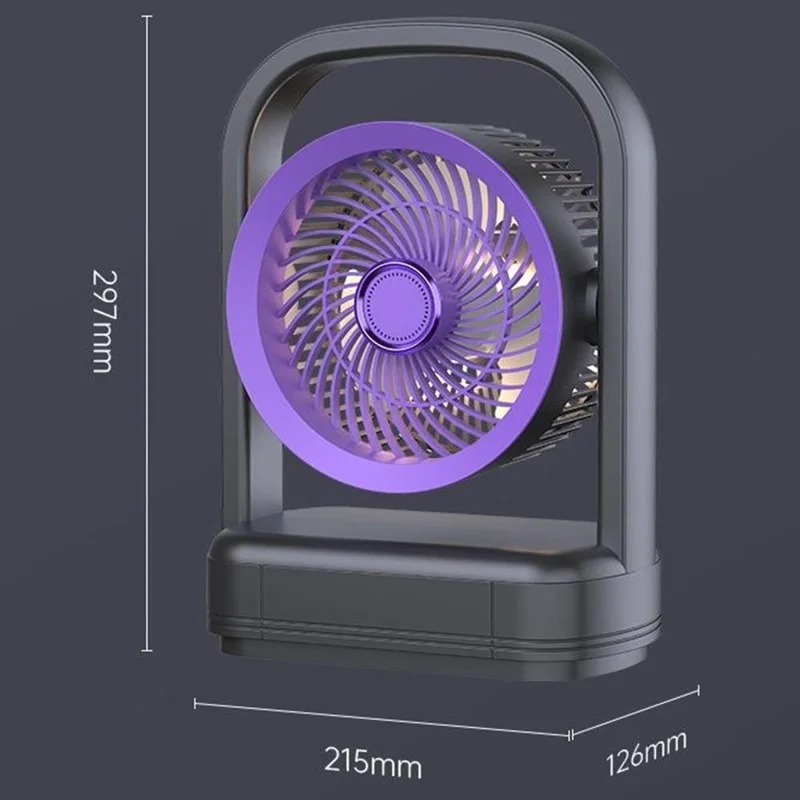 FA8 Desktop Circulating Fan USB Rechargeable 5-Speed Quiet Portable Air Circulator with Night Light - Grey