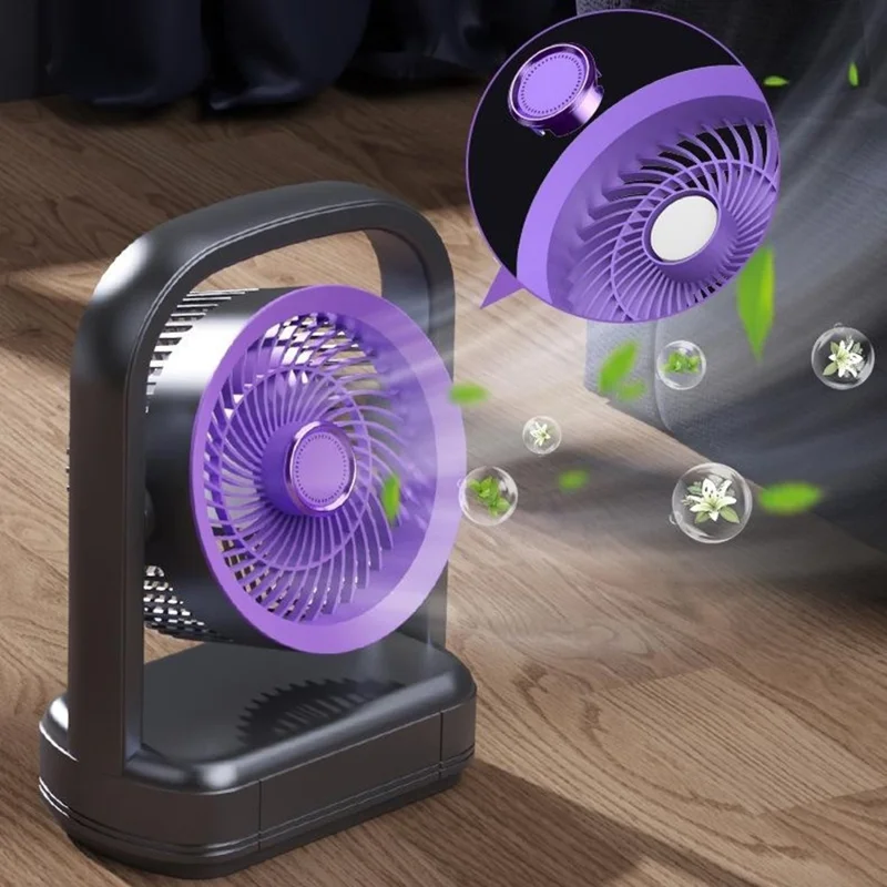 FA8 Desktop Circulating Fan USB Rechargeable 5-Speed Quiet Portable Air Circulator with Night Light - Grey