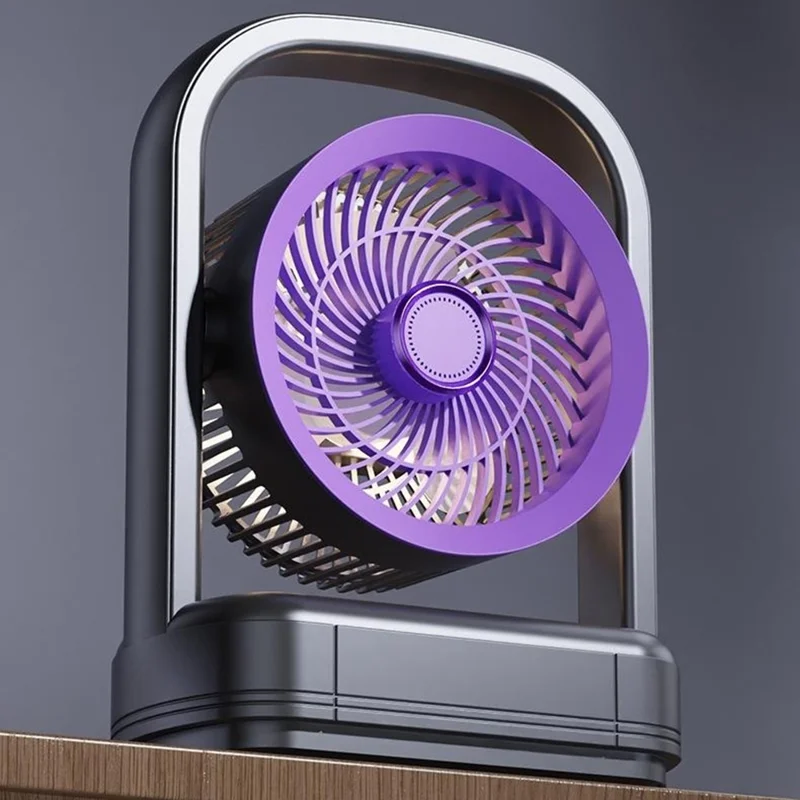 FA8 Desktop Circulating Fan USB Rechargeable 5-Speed Quiet Portable Air Circulator with Night Light - Grey