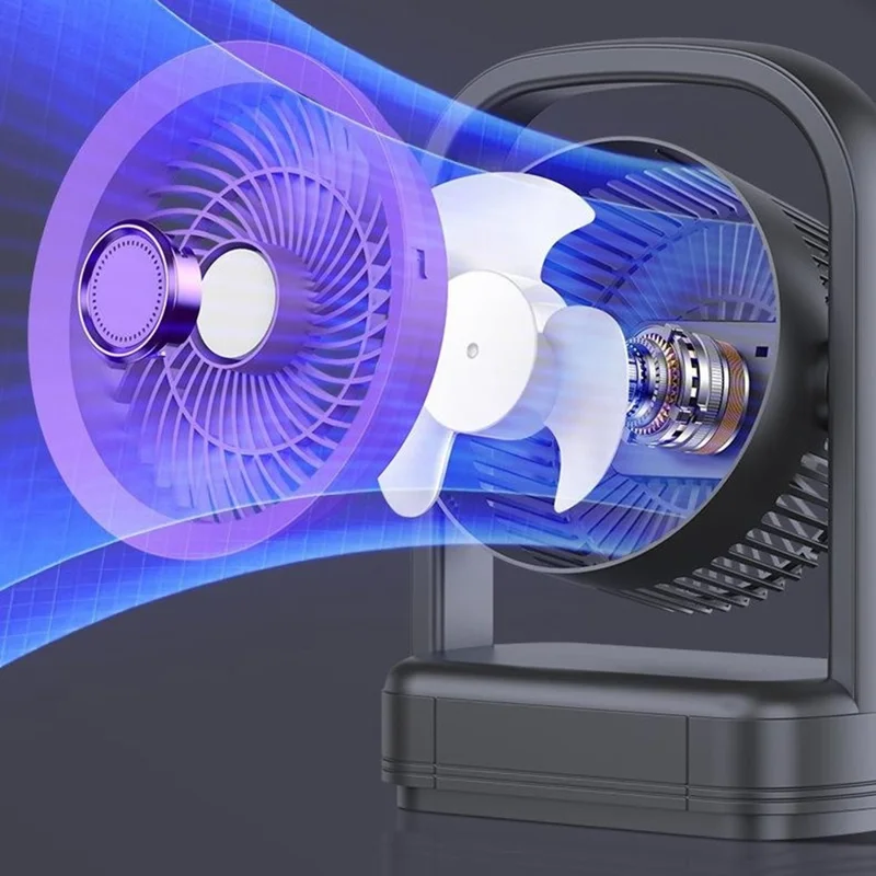 FA8 Desktop Circulating Fan USB Rechargeable 5-Speed Quiet Portable Air Circulator with Night Light - Grey