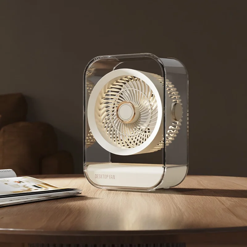 FA7 Desktop Circulating Fan 5 Speeds 1200mAh USB-C Rechargeable Portable Fan with Night Light and Aromatherapy - Beige