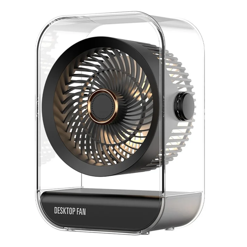 Ventilador de Escritorio FA7 con 5 Velocidades, Batería de 1200 mAh, USB-C Recargable, Portátil con Luz Nocturna y Aromaterapia - Negro