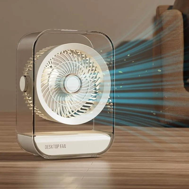 Ventilador de Escritorio FA7 con 5 Velocidades, Batería de 1200 mAh, USB-C Recargable, Portátil con Luz Nocturna y Aromaterapia - Negro