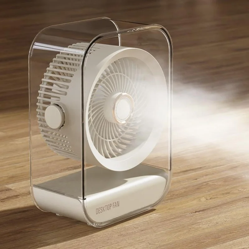 Ventilador de Escritorio FA7 con 5 Velocidades, Batería de 1200 mAh, USB-C Recargable, Portátil con Luz Nocturna y Aromaterapia - Negro