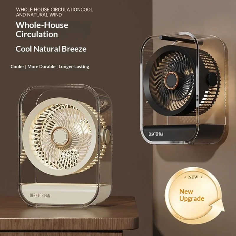 Ventilador de Escritorio FA7 con 5 Velocidades, Batería de 1200 mAh, USB-C Recargable, Portátil con Luz Nocturna y Aromaterapia - Negro