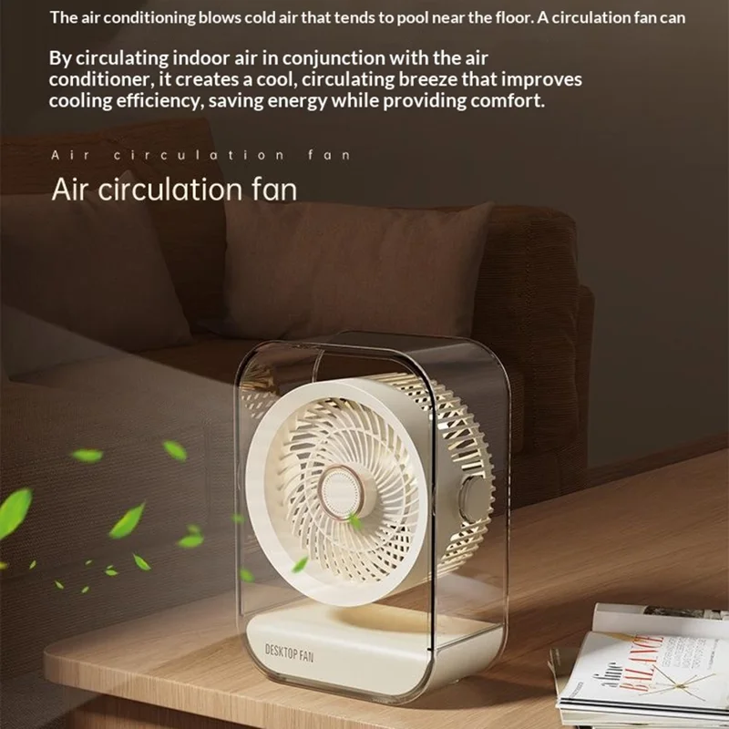 Ventilador de Escritorio FA7 con 5 Velocidades, Batería de 1200 mAh, USB-C Recargable, Portátil con Luz Nocturna y Aromaterapia - Negro