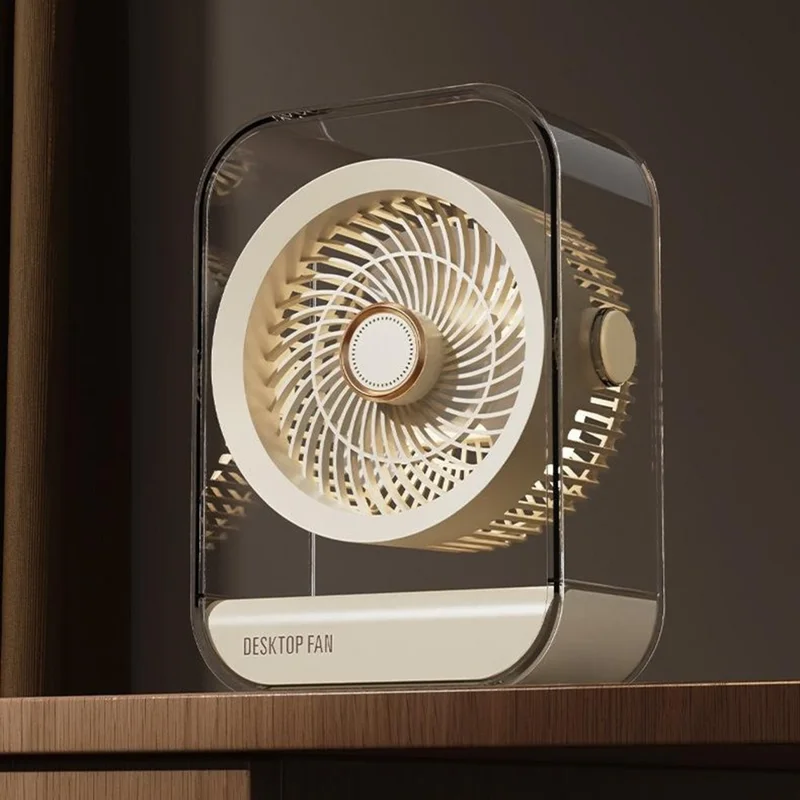 Ventilador de Escritorio FA7 con 5 Velocidades, Batería de 1200 mAh, USB-C Recargable, Portátil con Luz Nocturna y Aromaterapia - Negro