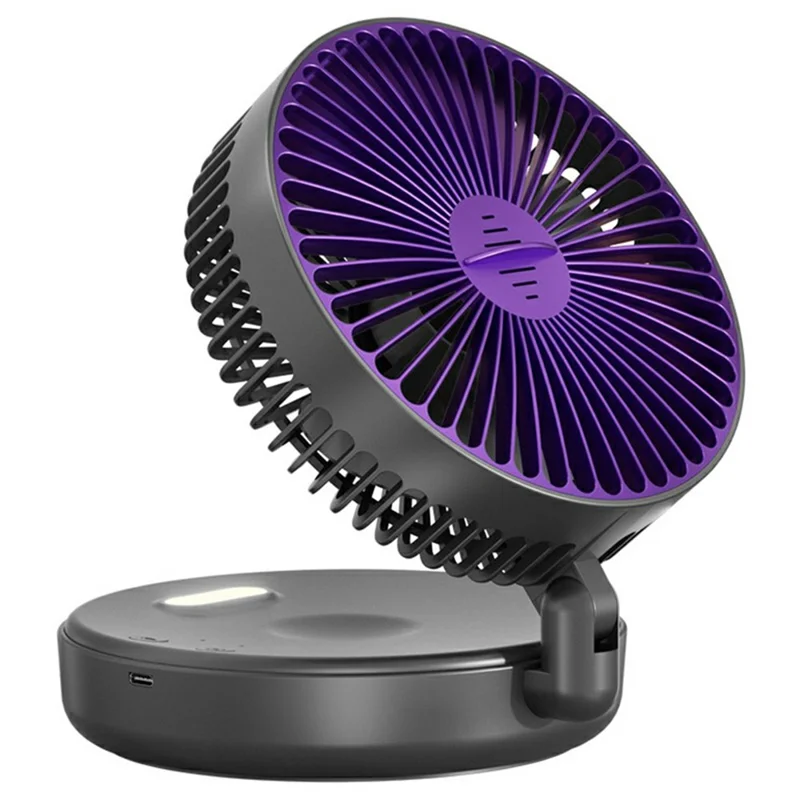 4800mAh USB-C Rechargeable Foldable Wall Mounted Circulating Fan with Night Light 5-Speed Brushless Fan - Grey