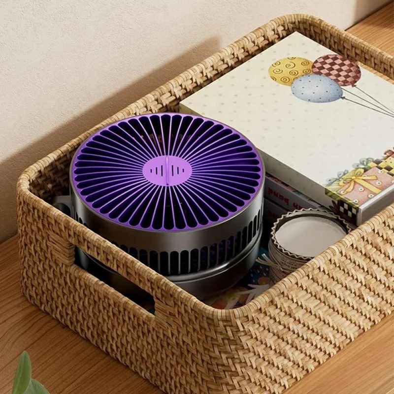 4800mAh USB-C Rechargeable Foldable Wall Mounted Circulating Fan with Night Light 5-Speed Brushless Fan - Grey