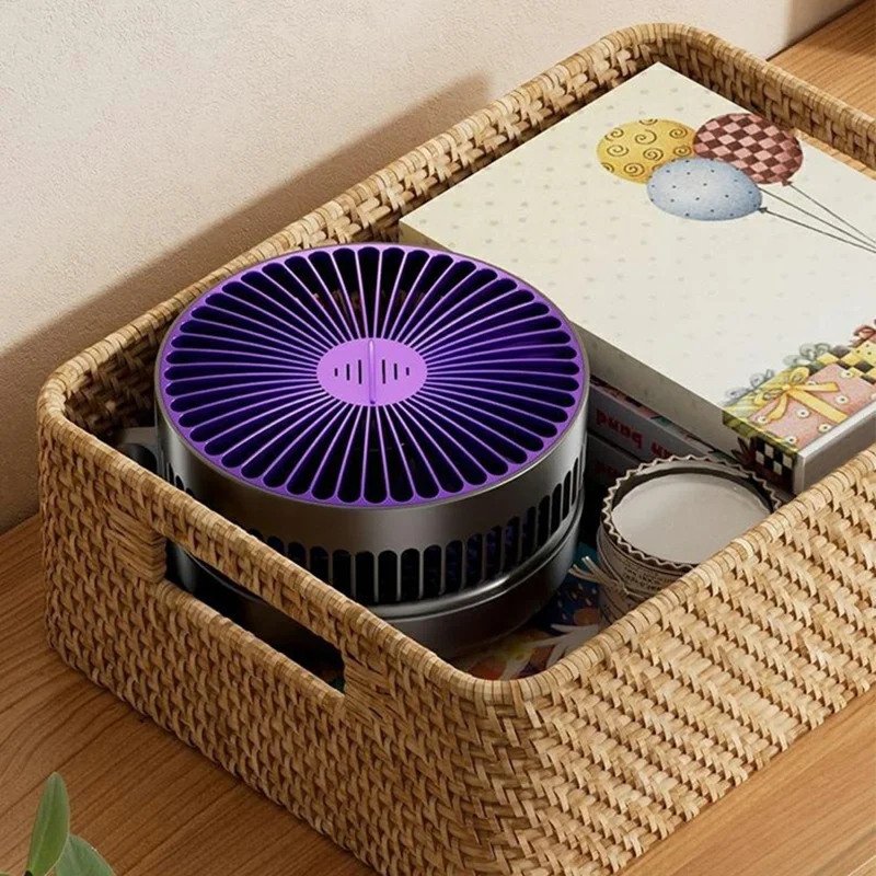 Foldable Wall-Mounted Fan 1200mAh USB-C Rechargeable 5-Speed Circulating Air Fan with Night Light - Grey
