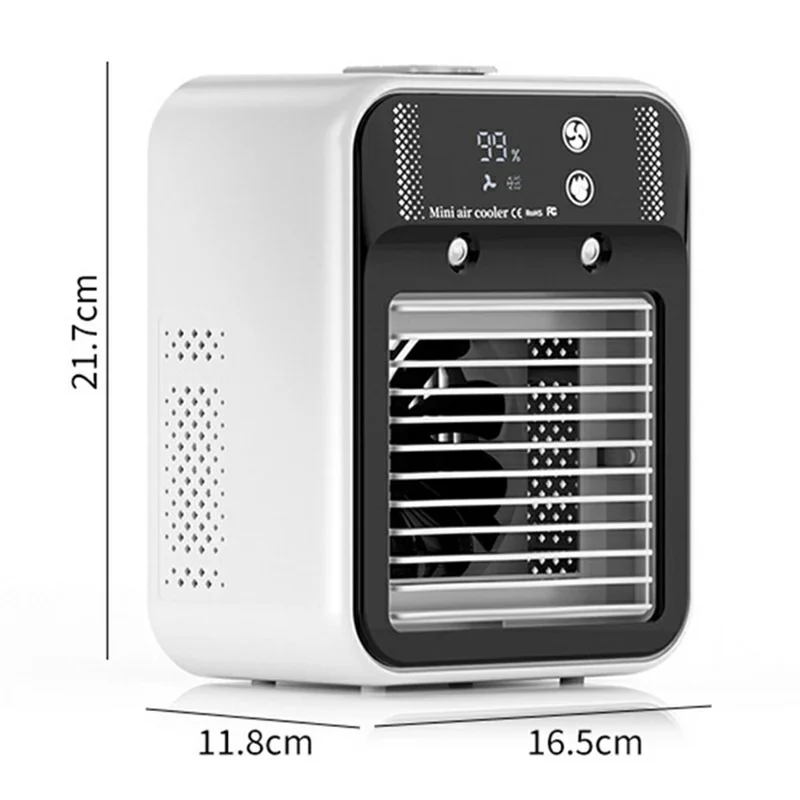 L8 Mini Air Cooler 500ml Tank 3000mAh Rechargeable 25W 2-Speed Desktop Mist Fan