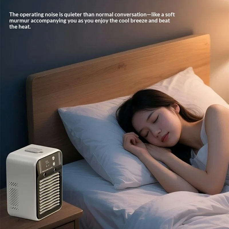 L8 Mini Air Cooler 500ml Tank 3000mAh Rechargeable 25W 2-Speed Desktop Mist Fan