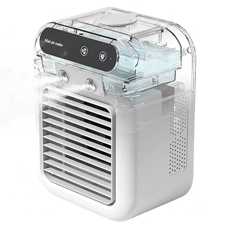 L7 Mini Air Cooler 500ml Water Tank 1800mAh USB Rechargeable Humidifying Fan for Desktop - White